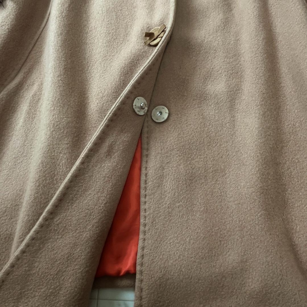 ランバンオンブルー ケープ ポンチョ M ファー 毛皮 リボン付き ベージュ