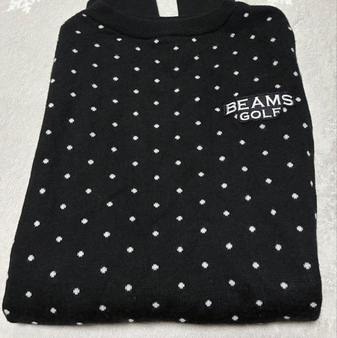 BEAMS GOLF ビームスゴルフ 毛100% ウールニットドット柄ブラック