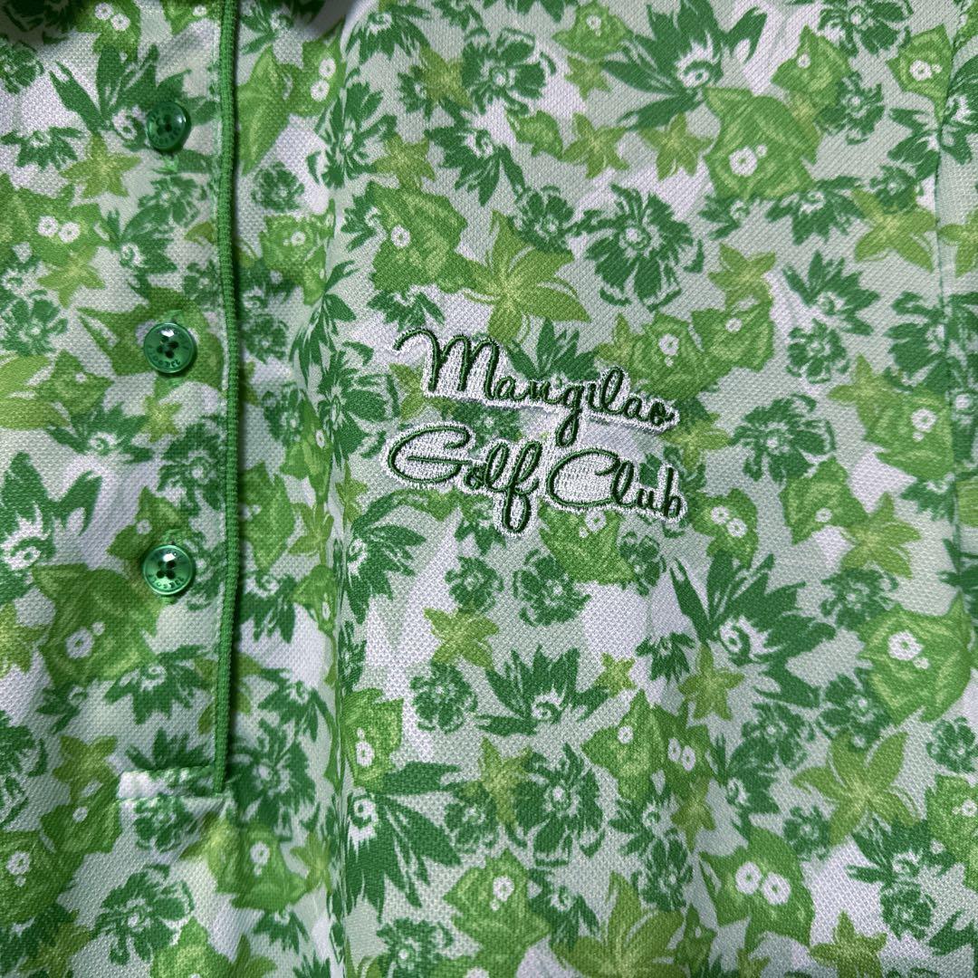 23区GOLF ニジュウサンクゴルフ 総柄 半袖 ポロシャツ グリーン S