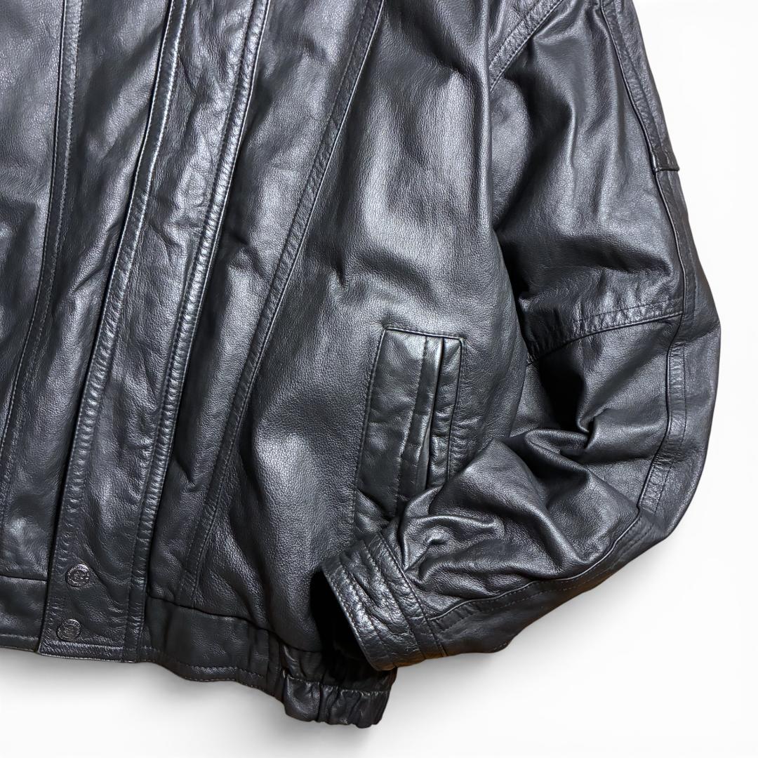 90s レザージャケット 短丈 本革 ブラック L 古着 Y2K 革ジャン 美品
