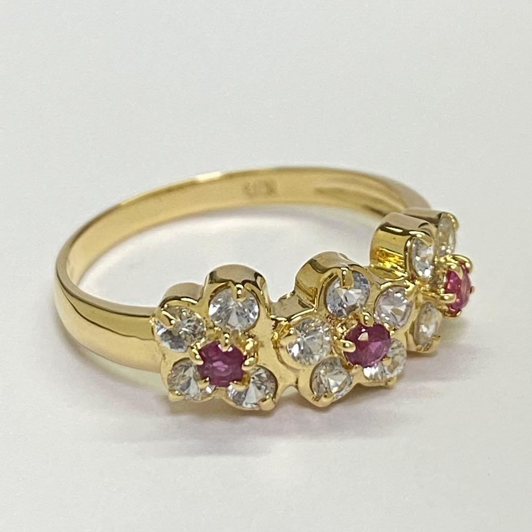 K18　天然ルビーリング　サイズ11号　2.31g　18金　7月誕生石