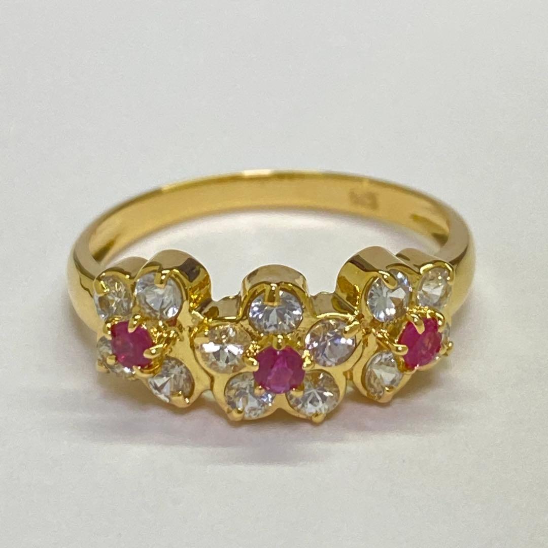 K18　天然ルビーリング　サイズ11号　2.31g　18金　7月誕生石