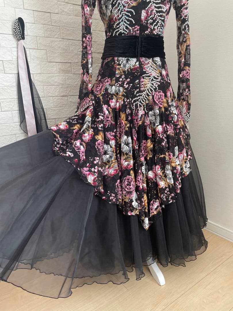 社交ダンスドレス 【forever】⭐️花柄スタンダードドレス　M