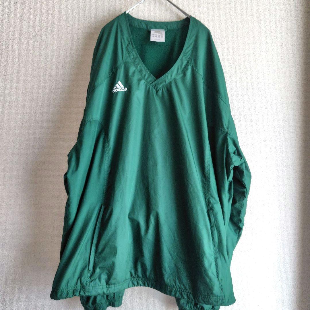 【希少サイズ】4XO アディダス サイドジップ プルオーバー 刺繍ロゴ 裾ドロー