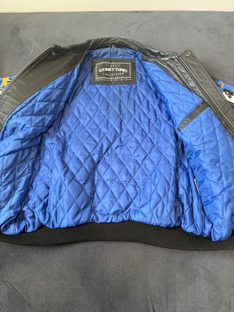 Looney Tunes ブラック レザージャケット 2XL