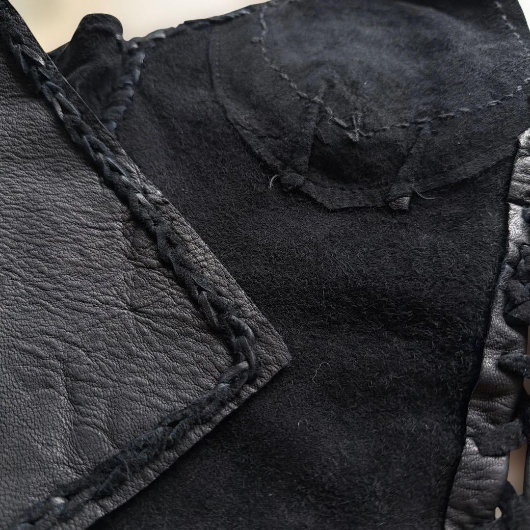 L.G.B. DEERレザー フリンジビスチェ FREE ブラック 牙装飾 希少