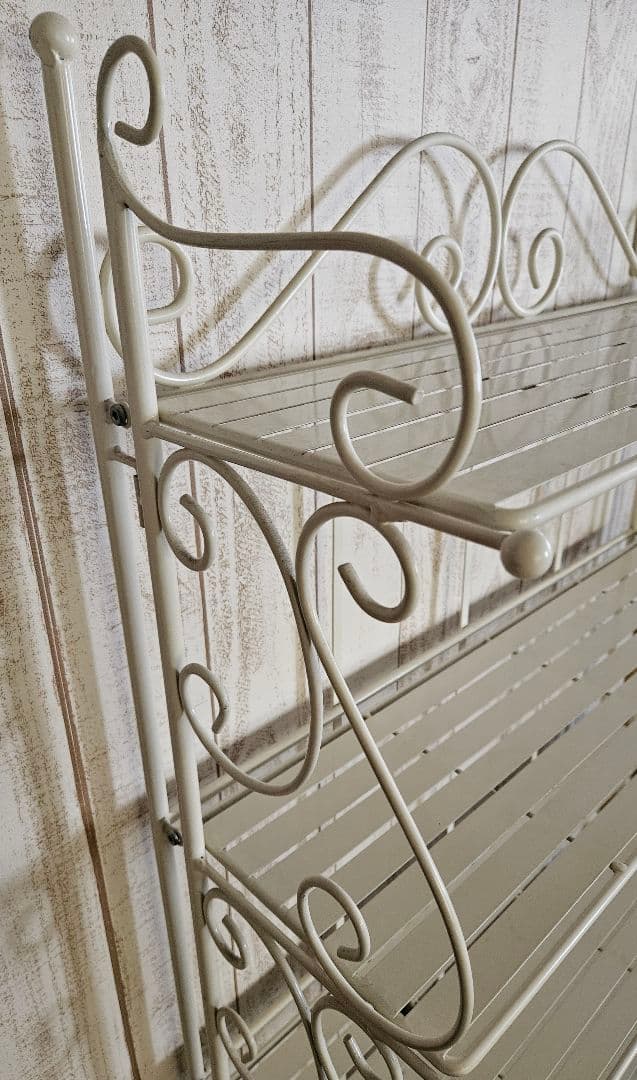 アンティーク調 ホワイト アイアンラック 5段シェルフ 新品