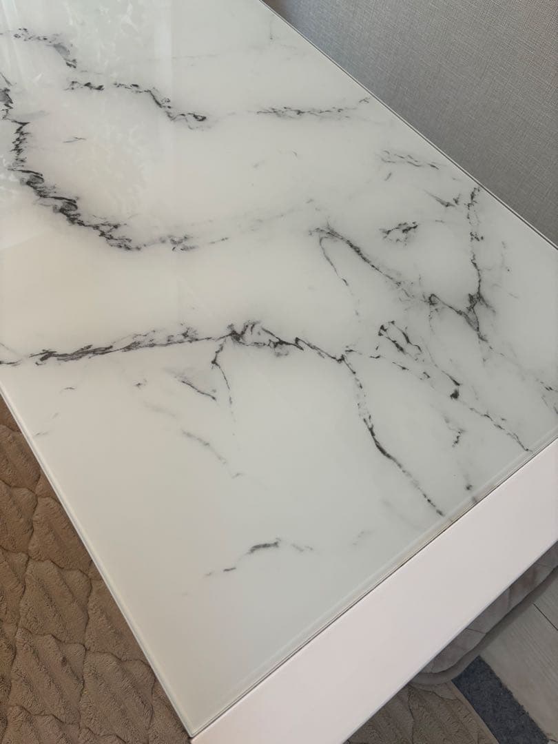 センターテーブル CTエスペルト120 WH 大理石風ガラステーブル