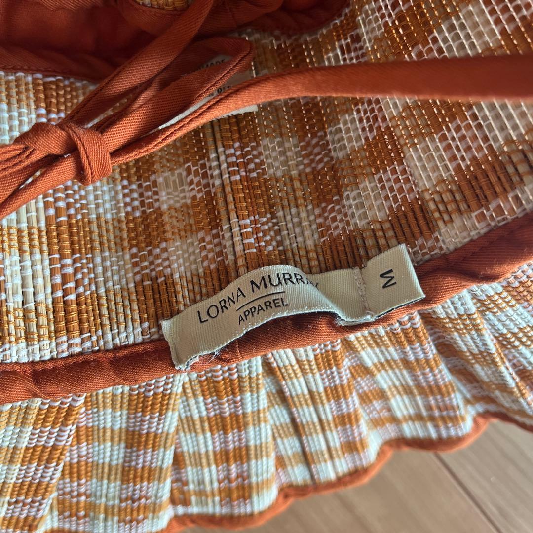 Lorna Murray チェック柄 麦わら帽子 Mサイズ