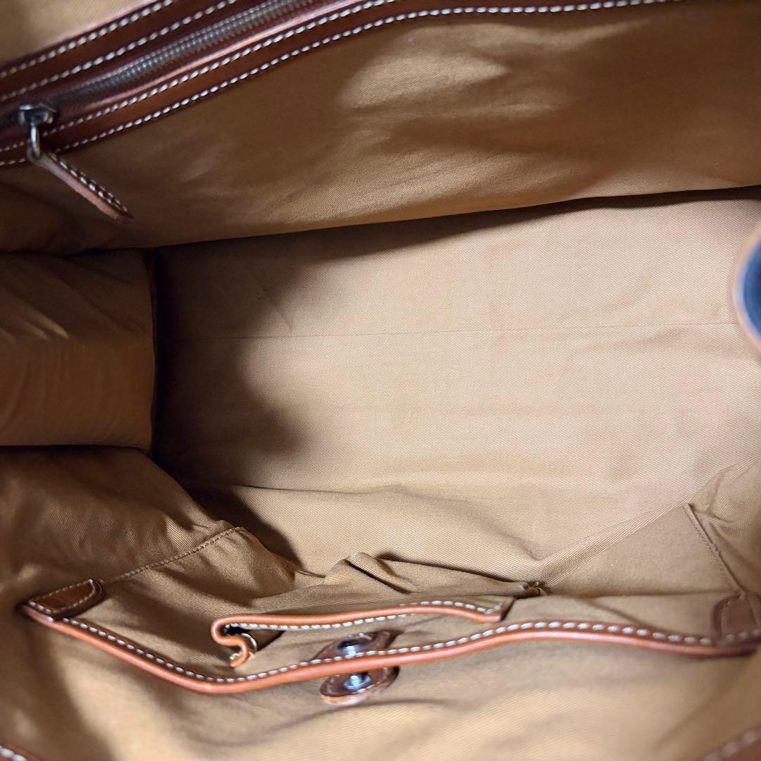 ラルフローレン キャンバス×レザー タッセル トートバッグ ブラック