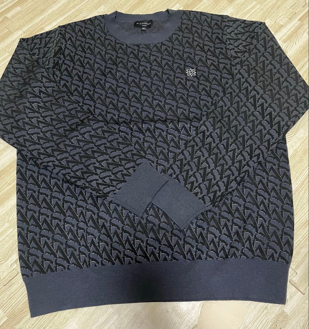 St ANDREWS ロゴジャガード クルーネックニットプルオーバー　メンズ