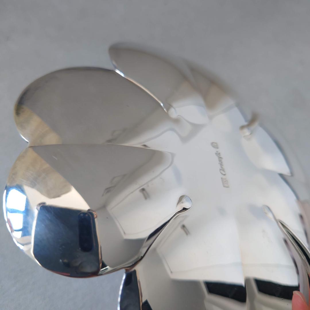 クリストフル 花形 プレート 小物入れ 変色防止用布袋付 紙箱入り