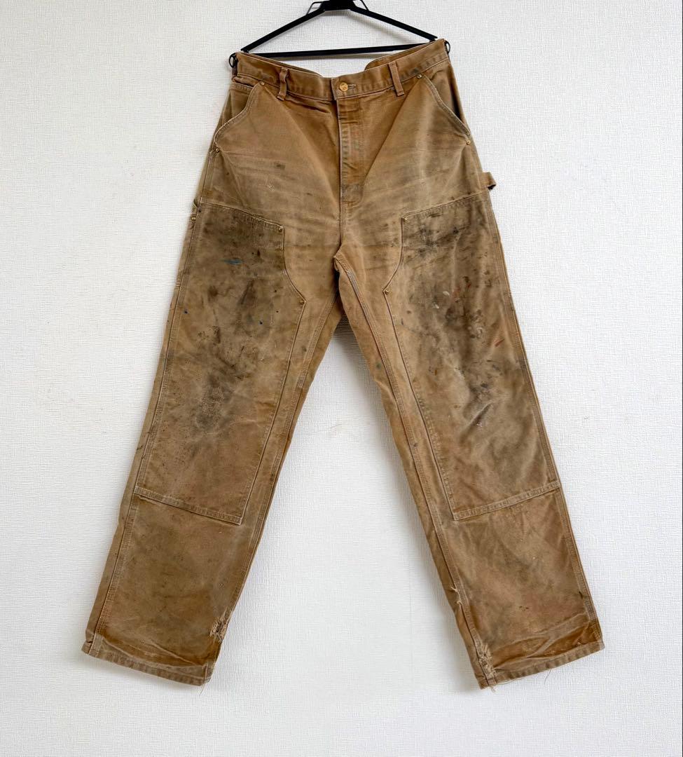 超スペシャル 36X32 W36 カーハート ダブルニー パンツ ブラウン 茶