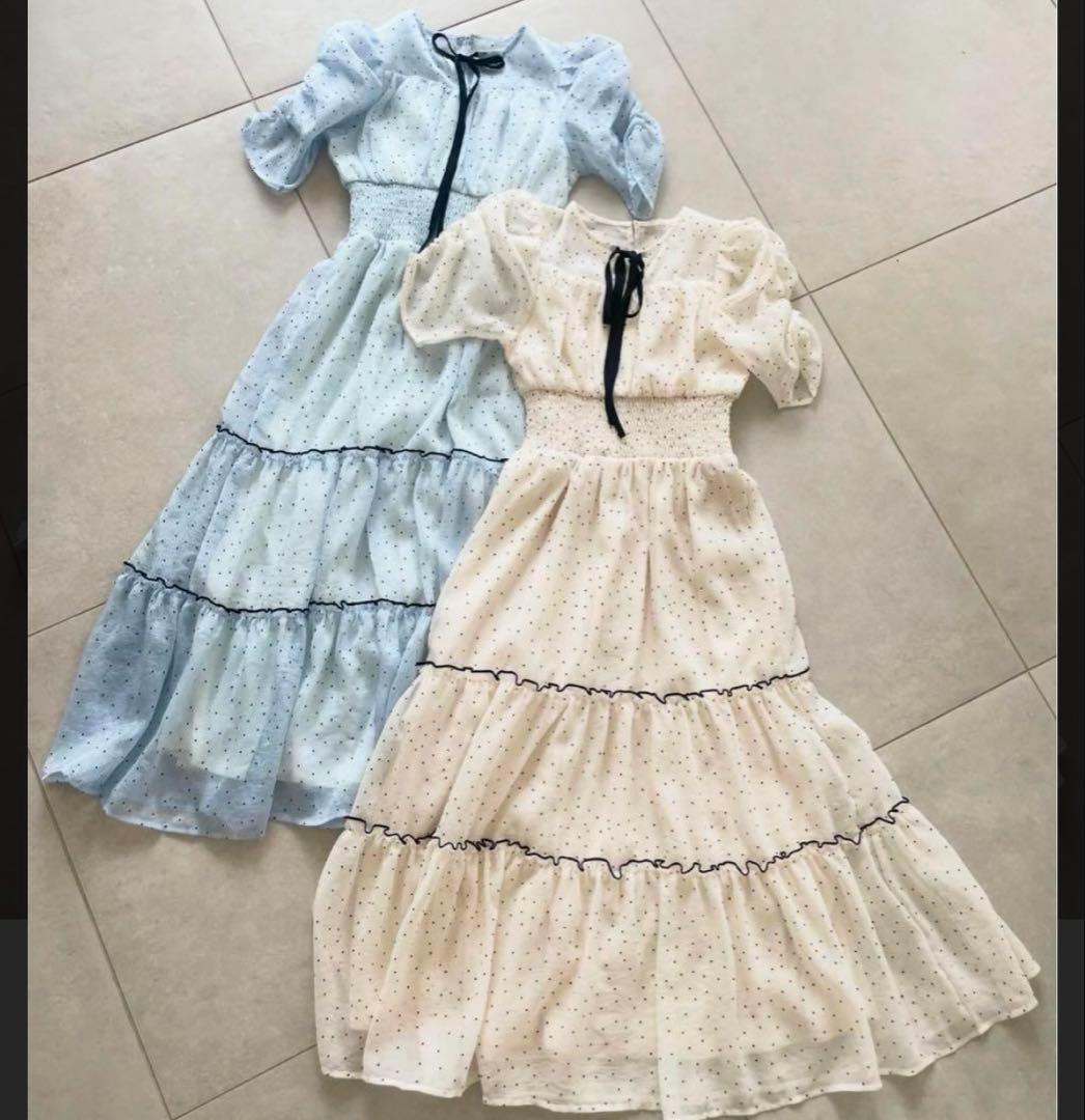 anmille アンミール シアードットOP ワンピース ホワイト