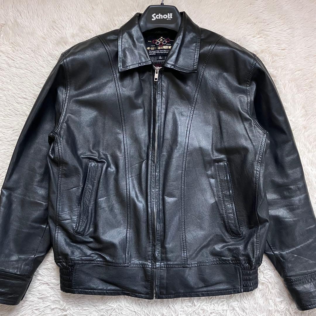 ✨美品✨A-2 レザージャケット シングルライダースジャケット チェック柄 L