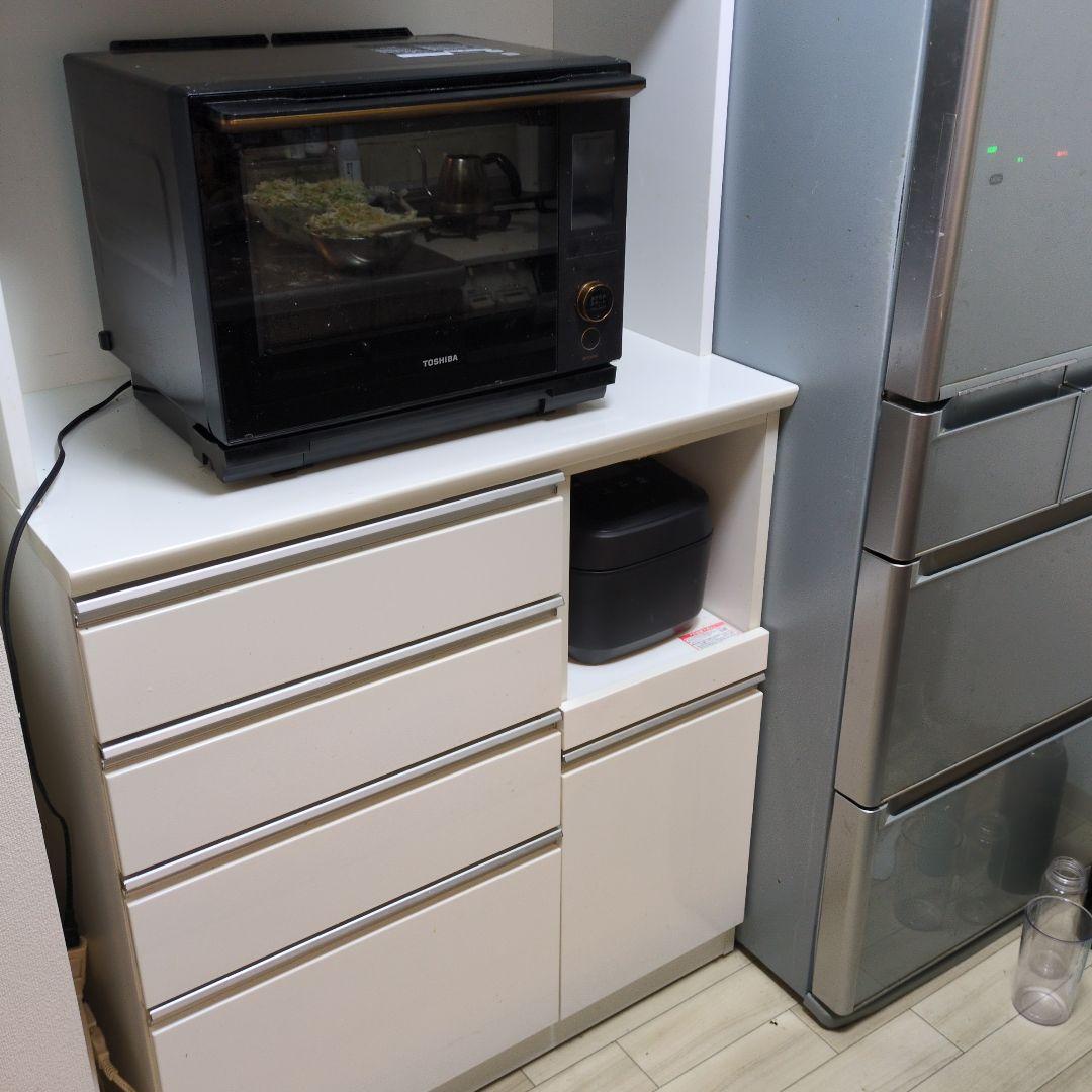 キッチンボード ニトリ レジューム 食器棚 ホワイト　90cm幅【5月末発送】