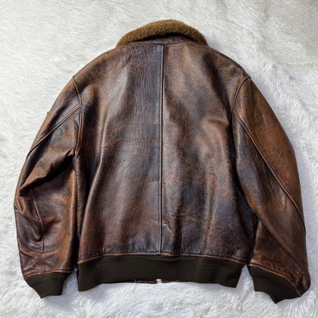 【希少】AVIREX ヴィンテージ B-15 フライトレザージャケット L 短丈