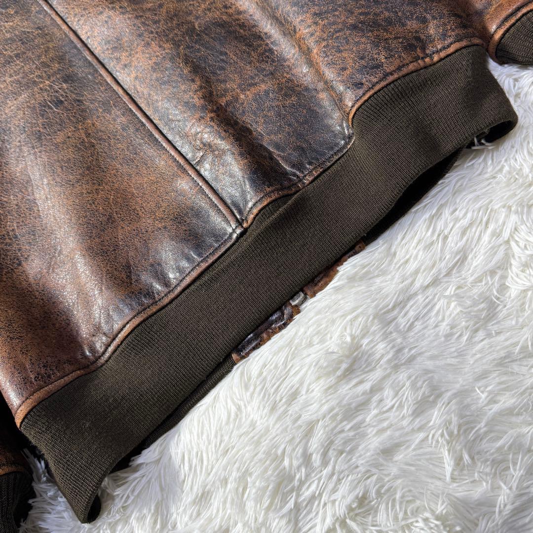 【希少】AVIREX ヴィンテージ B-15 フライトレザージャケット L 短丈