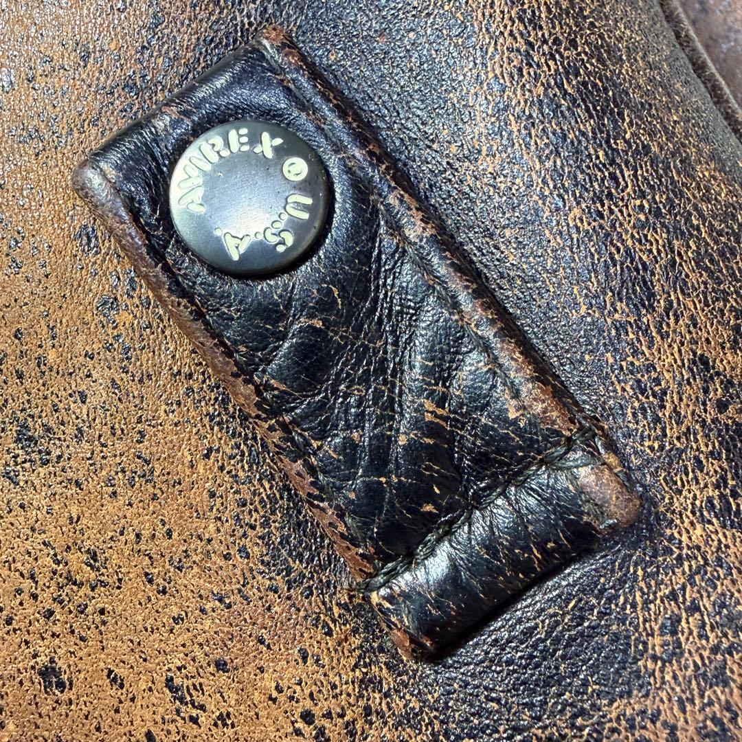 【希少】AVIREX ヴィンテージ B-15 フライトレザージャケット L 短丈