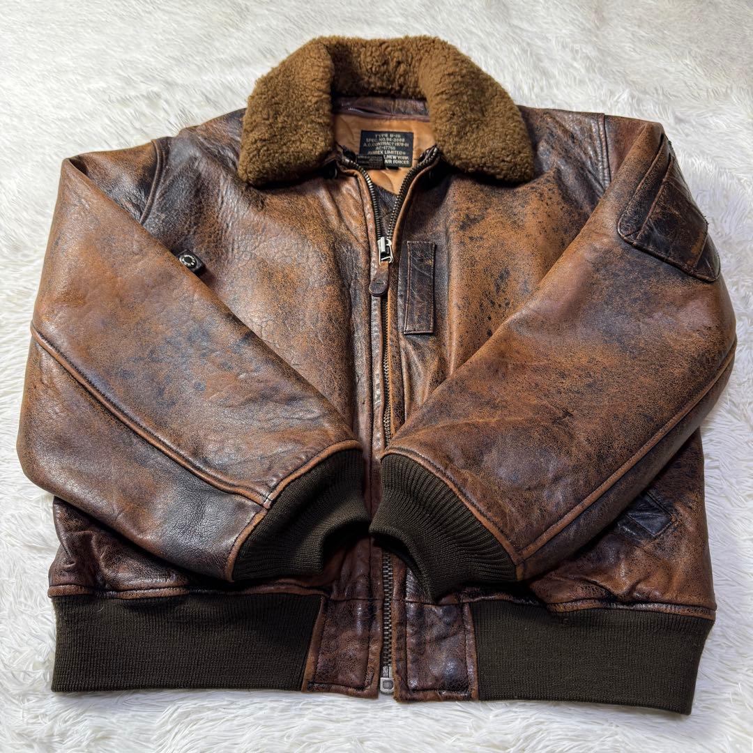 【希少】AVIREX ヴィンテージ B-15 フライトレザージャケット L 短丈