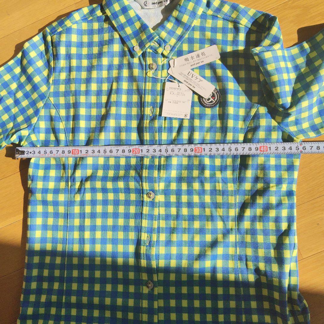 新品　and parse 長袖シャツ 青と黄のチェック