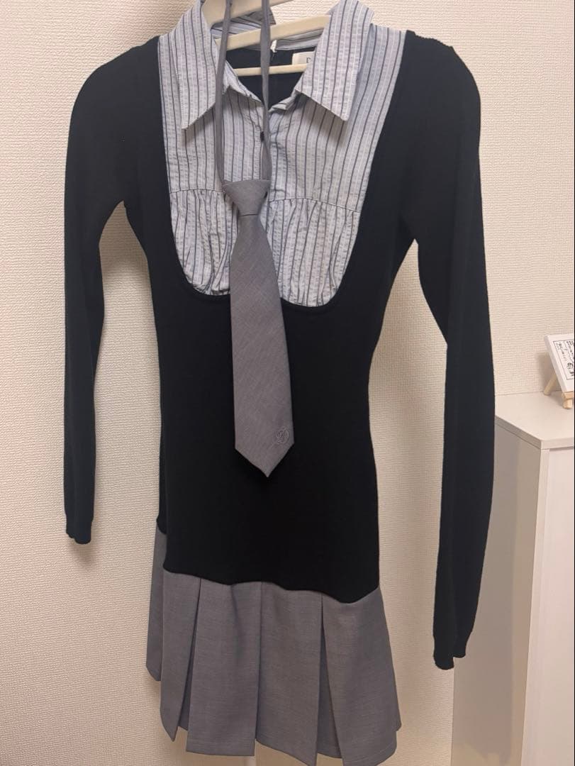 darich ダーリッチ シャツドッキングニットミニワンピース