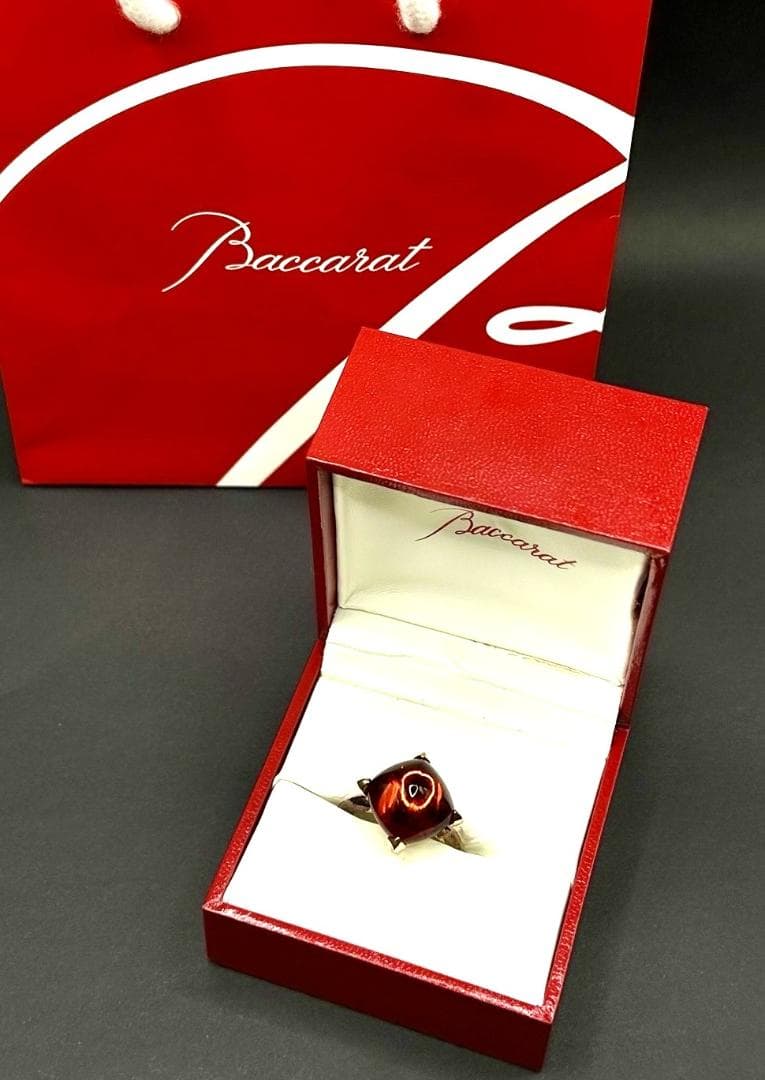 【ヤギ様】Baccarat （バカラ） クリスタルリング/指輪 赤系