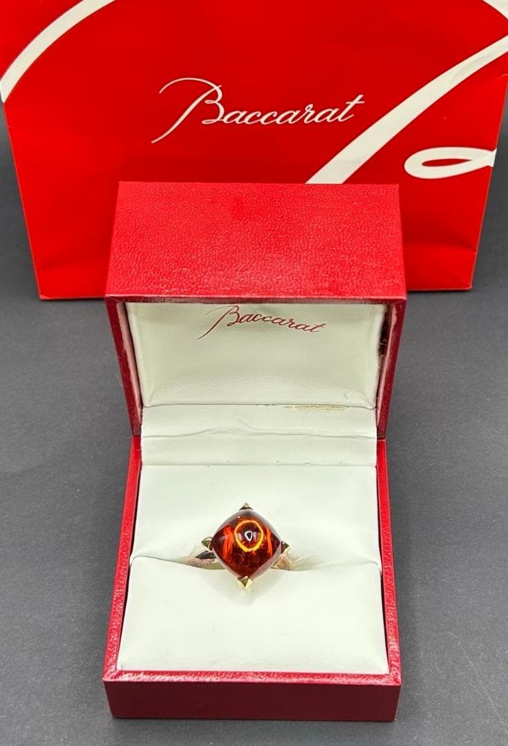 【ヤギ様】Baccarat （バカラ） クリスタルリング/指輪 赤系