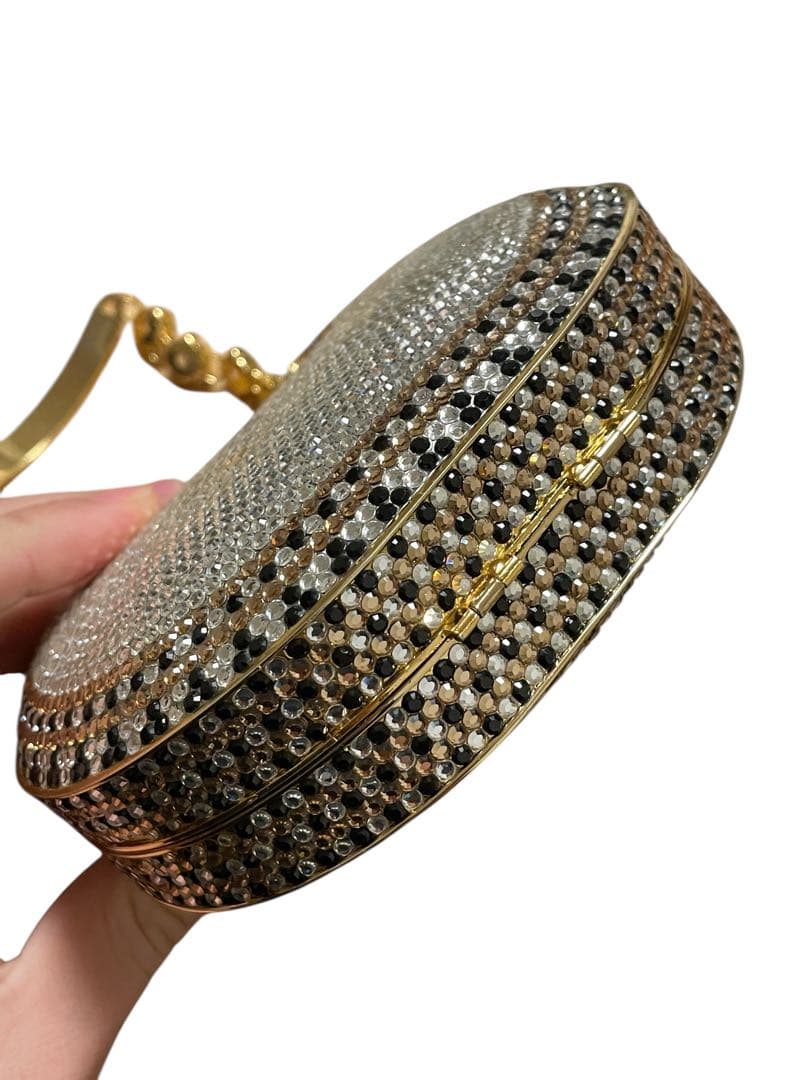 【香鳥屋】ラインストーン ジュエリーバッグ　ハンドバッグ　パーティーバッグ　木箱