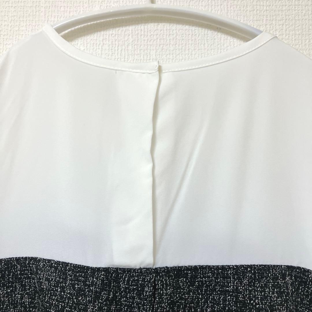 未使用　美品　anySiS　【洗える】ツイードコンビ ワンピース ブラック系　２