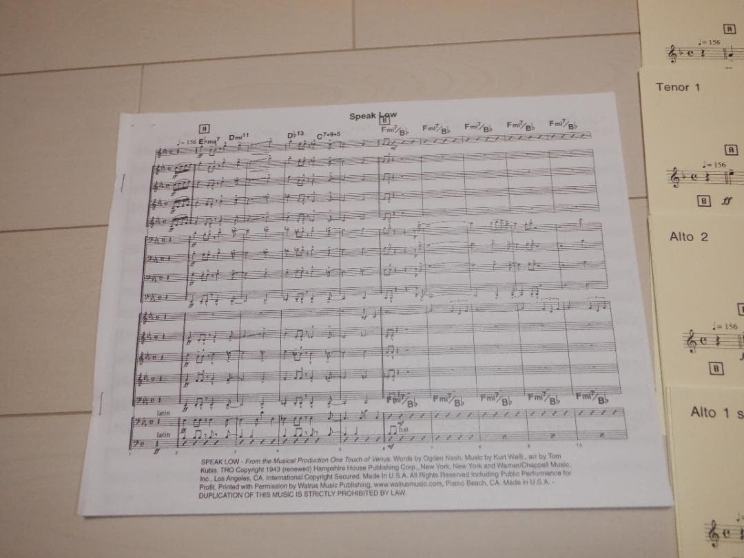 ビッグバンド楽譜「SPEAK LOW」TOM KUBIS