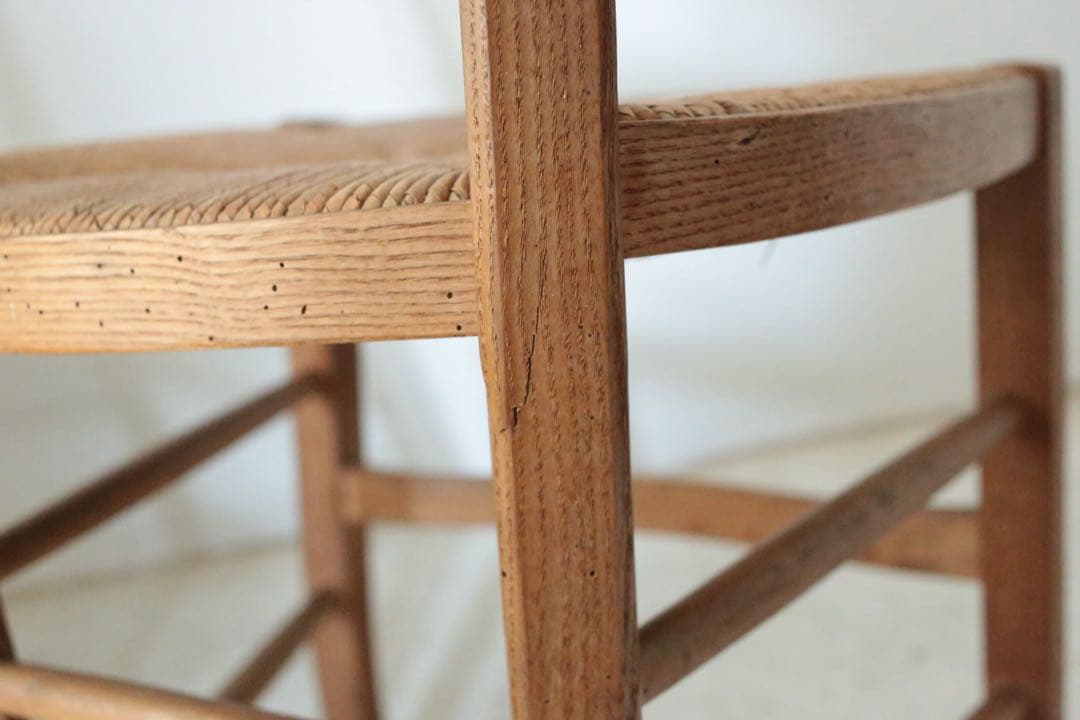 フランス　アンティーク　ダイニングチェアー　2脚セット　ラッシュシート