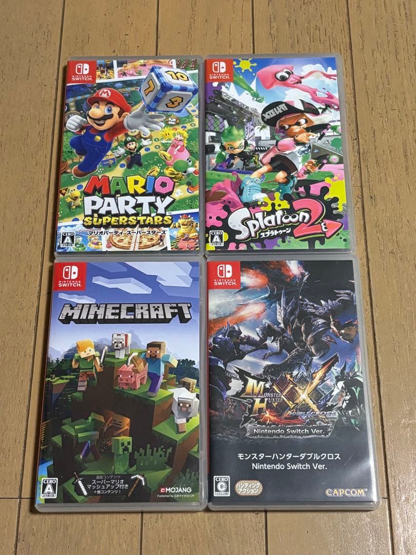 Switch ソフト4本+プロコンセット・マリオ・マイクラ・モンハン・スプラ2