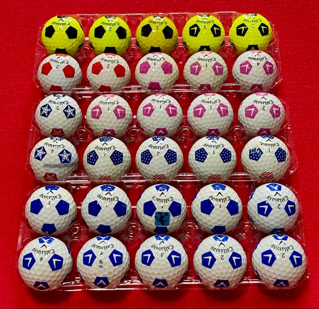 M138【中古ゴルフボール】キャロウェイ/クロムソフト《サッカー柄》計30個