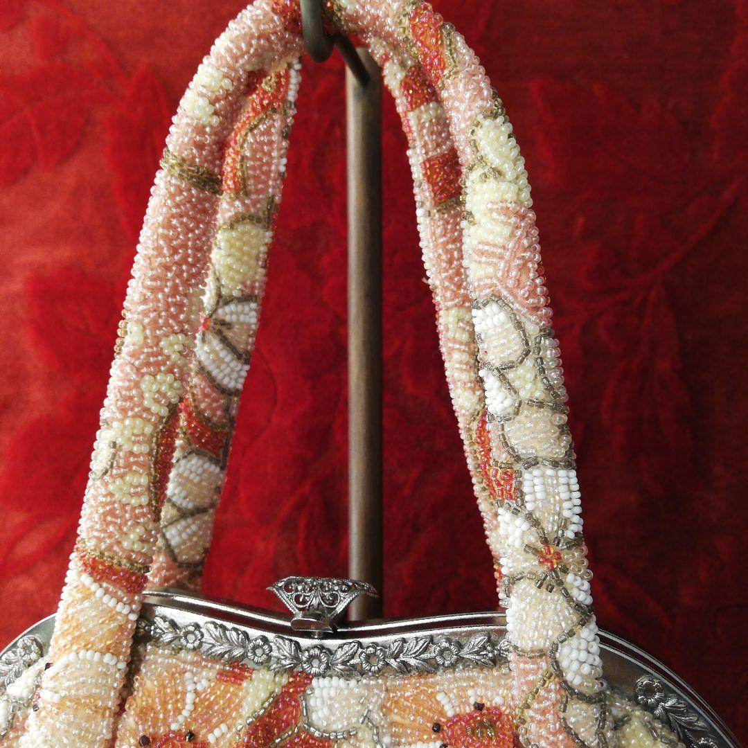 はしもと 花柄 豪華総ビーズ刺繍 ハンドバッグ