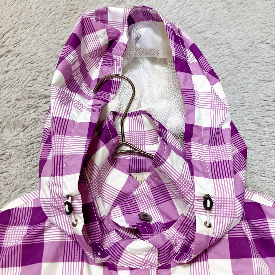 ADABAT　レインコート【袖取り外し＆フード＆レッグカバー付】　紫チェック　Ｍ