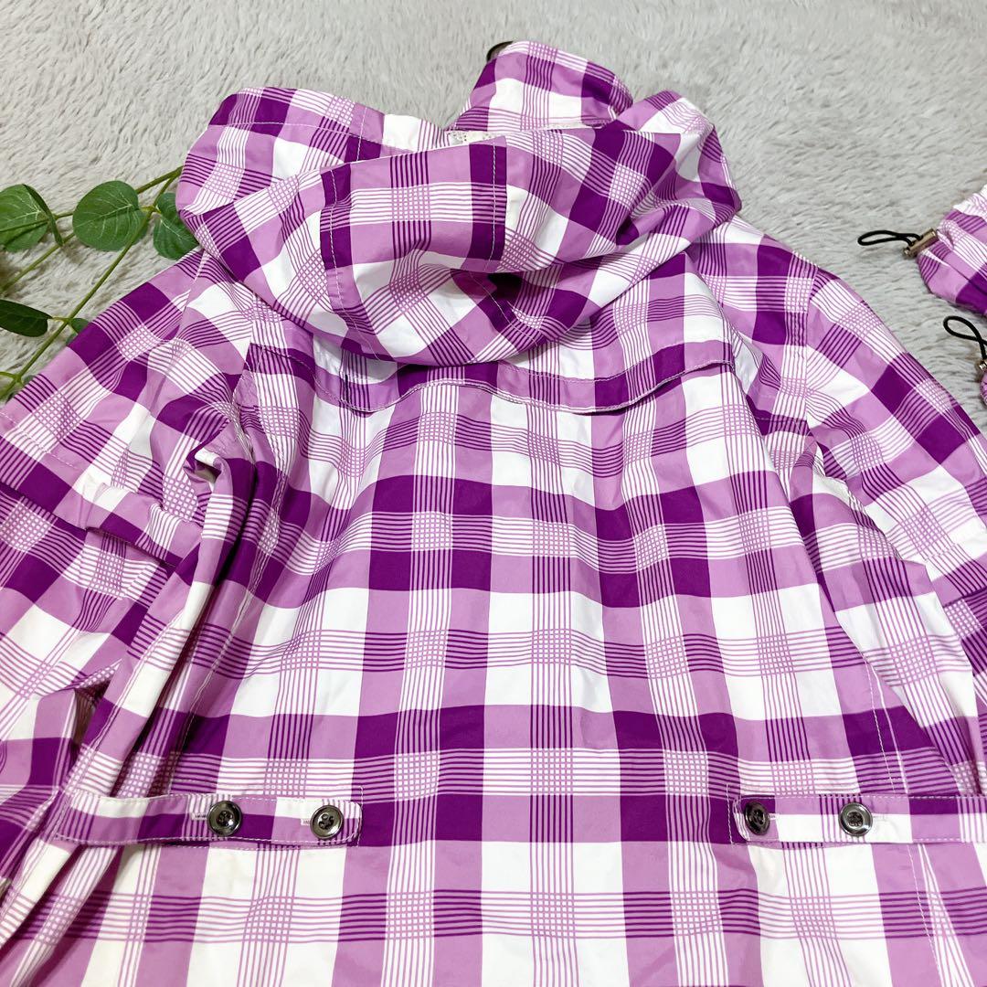 ADABAT　レインコート【袖取り外し＆フード＆レッグカバー付】　紫チェック　Ｍ