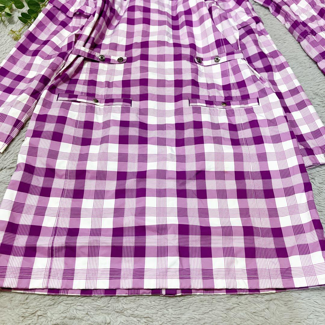 ADABAT　レインコート【袖取り外し＆フード＆レッグカバー付】　紫チェック　Ｍ