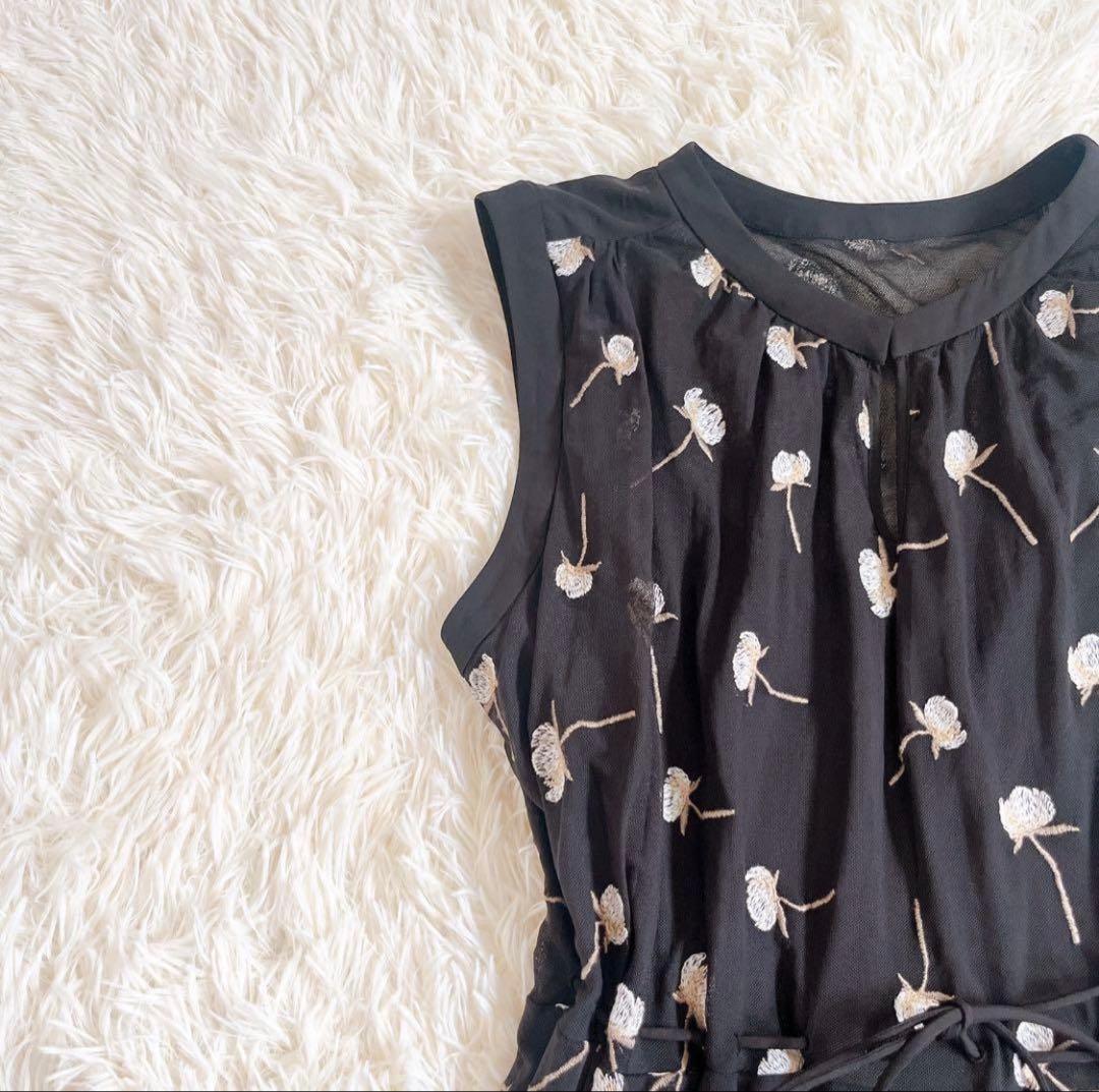 COCO DEAL 総柄刺繍ワッシャーワンピース S インナー付き　花柄