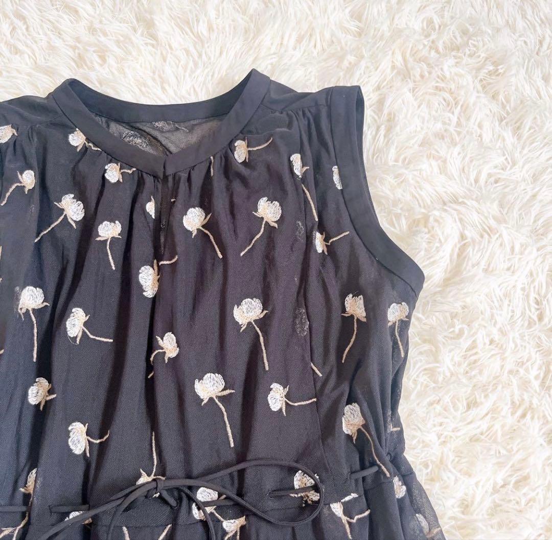 COCO DEAL 総柄刺繍ワッシャーワンピース S インナー付き　花柄