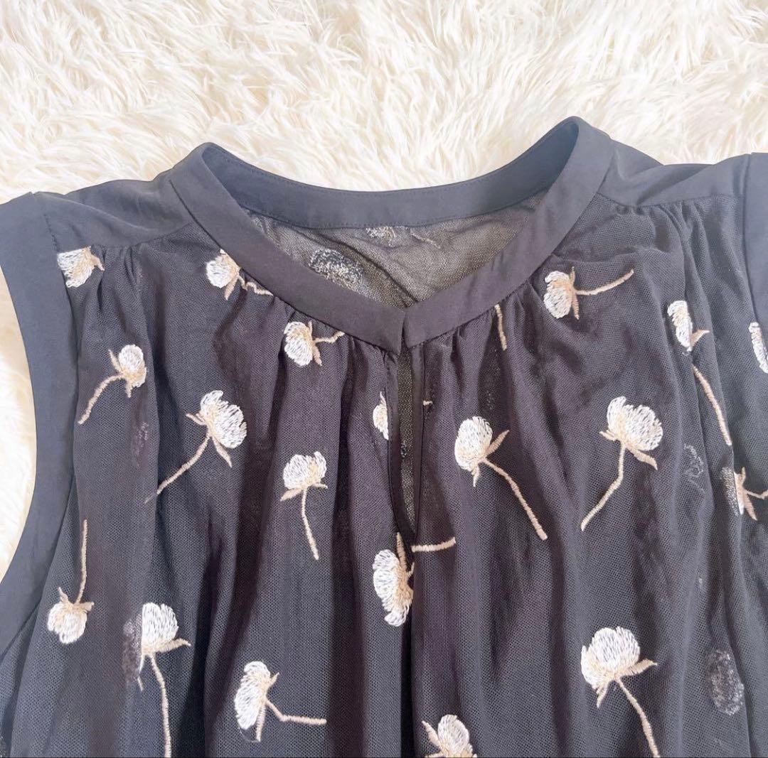 COCO DEAL 総柄刺繍ワッシャーワンピース S インナー付き　花柄