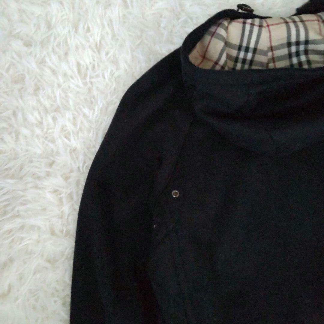 バーバリーロンドン ⿻フルジップパーカー ノバチェック ロゴ 刺繍 黒 M