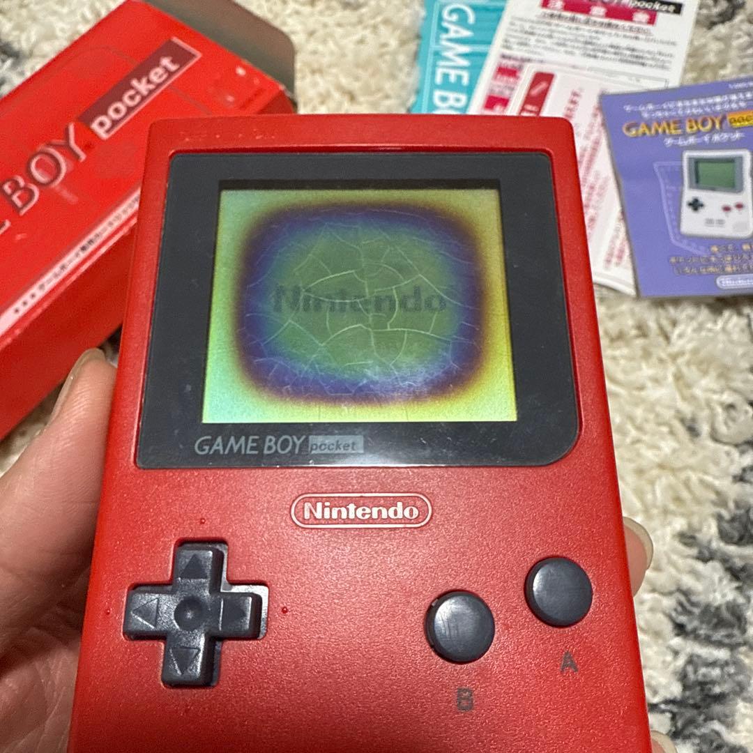 ゲームボーイポケット 赤 箱付き 動作確認済 テトリス付き ※液晶漏れあり