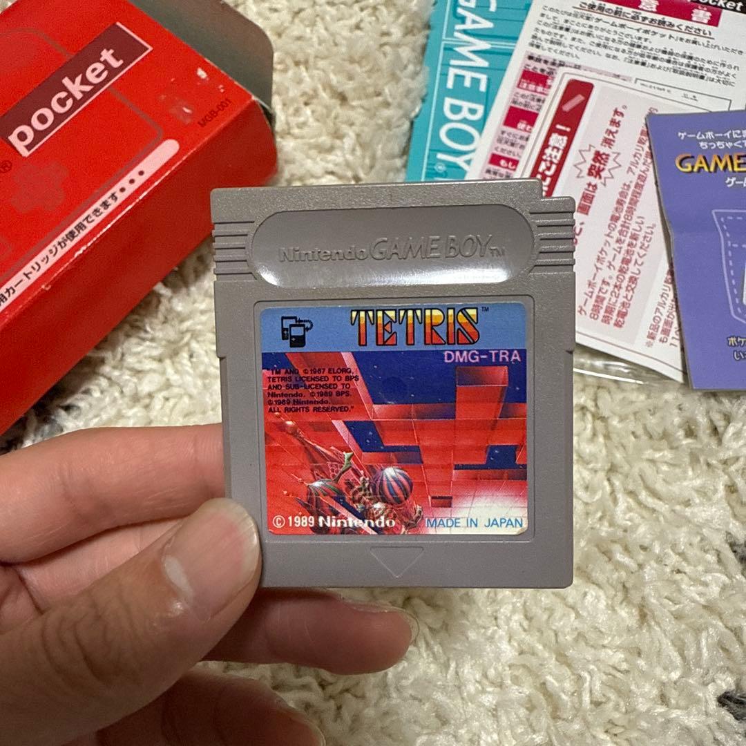ゲームボーイポケット 赤 箱付き 動作確認済 テトリス付き ※液晶漏れあり