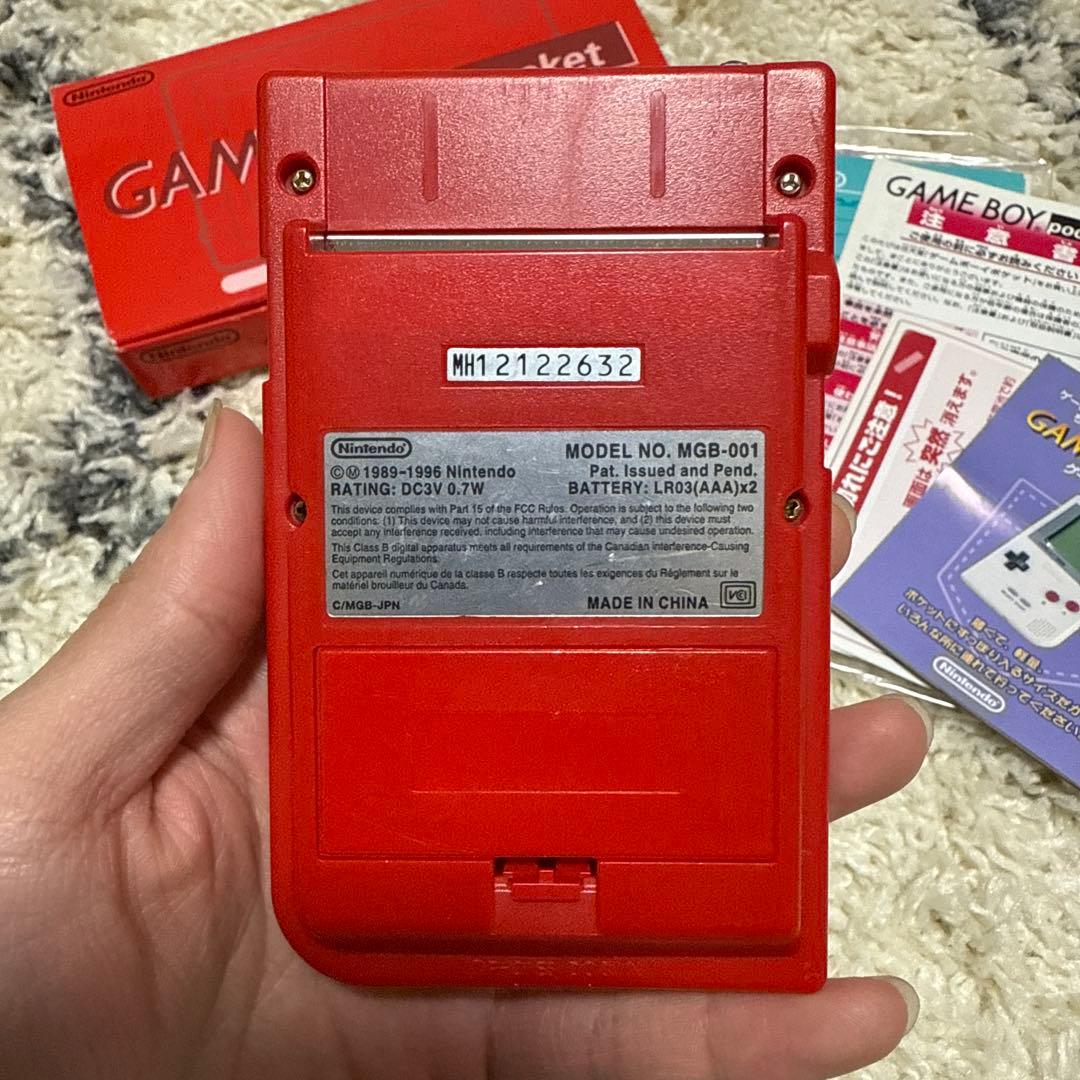 ゲームボーイポケット 赤 箱付き 動作確認済 テトリス付き ※液晶漏れあり