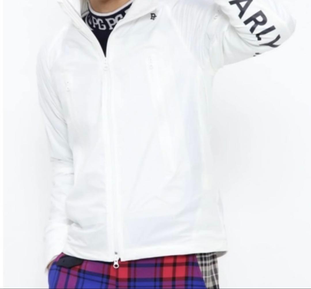 新品 パーリーゲイツ ナイロンストレッチタフタシレー裏起毛ジャケット(4)M/白