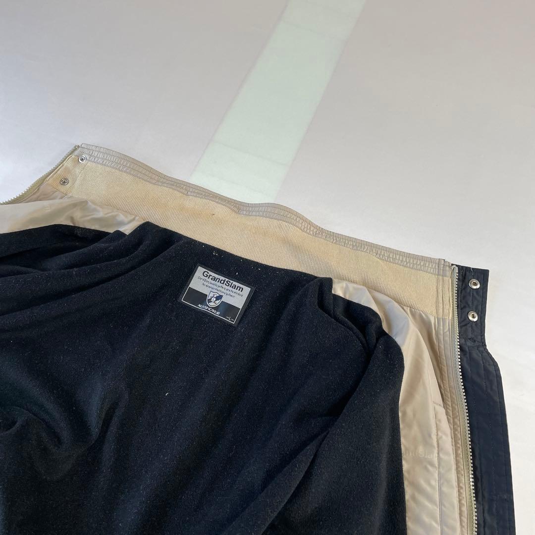 マンシングウェア　ゴルフ　ベージュ　リトルピート　ロゴ　ジャケット　裏地フリース