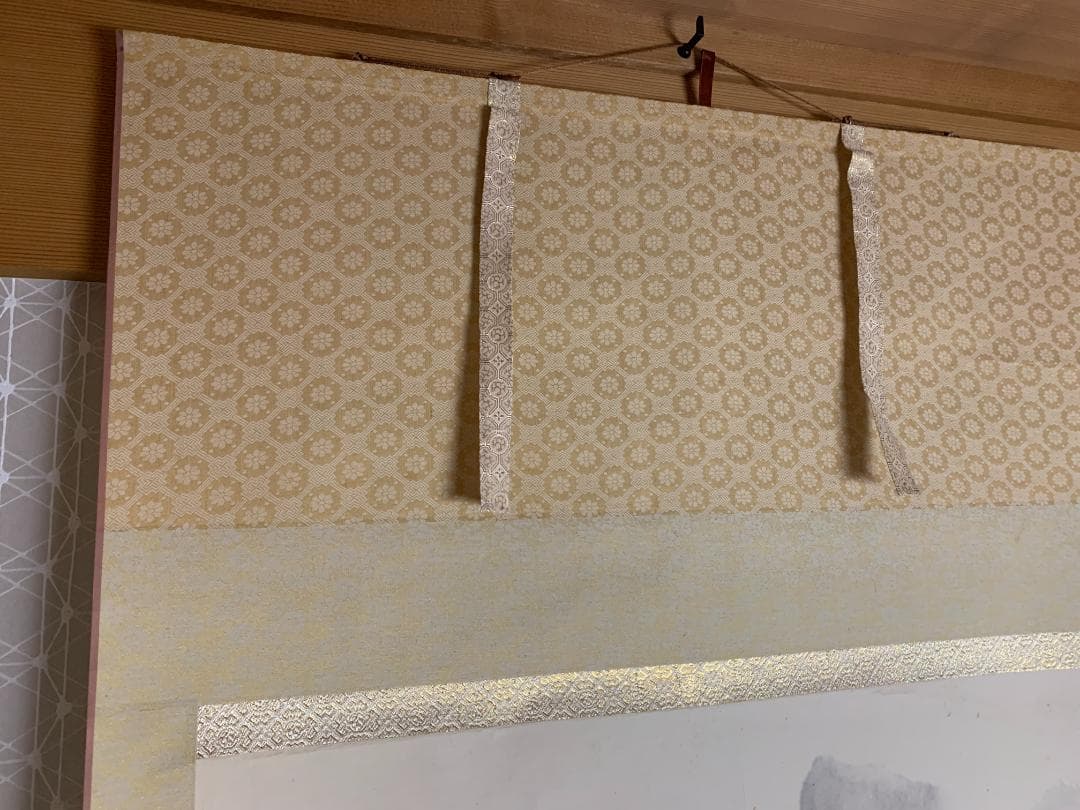 梁栄中 雲山紅帆 山水図 紙本 大幅 掛軸 中国画 396