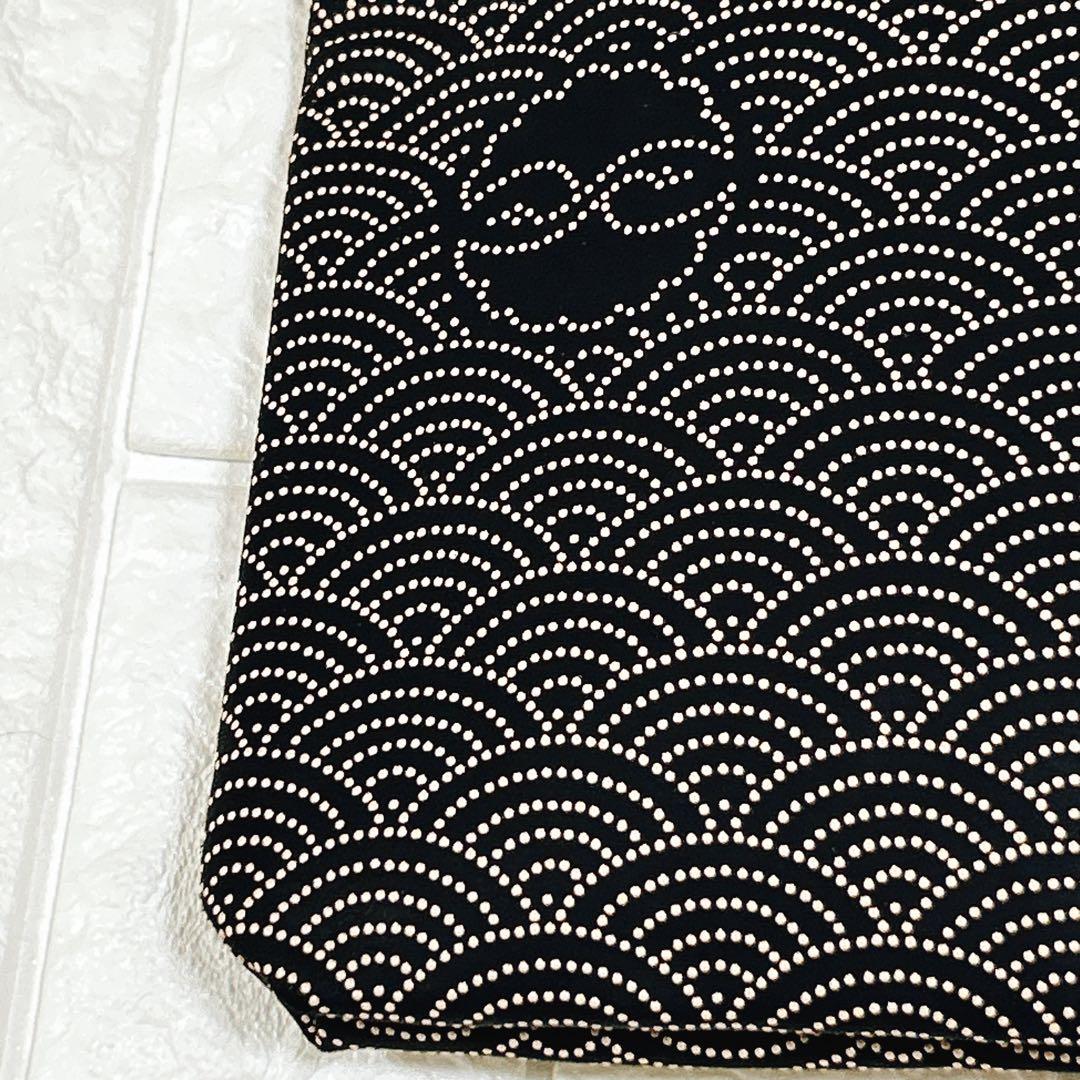 印傳屋 インデンヤ 合切袋 青海波 鶴銀杏模様 甲州印伝 鹿革 漆塗 巾着袋