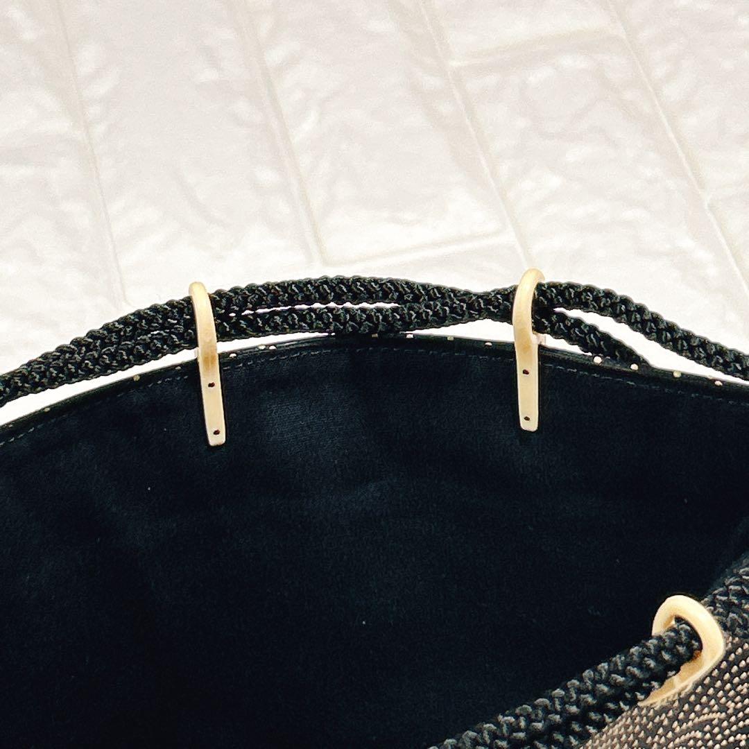 印傳屋 インデンヤ 合切袋 青海波 鶴銀杏模様 甲州印伝 鹿革 漆塗 巾着袋